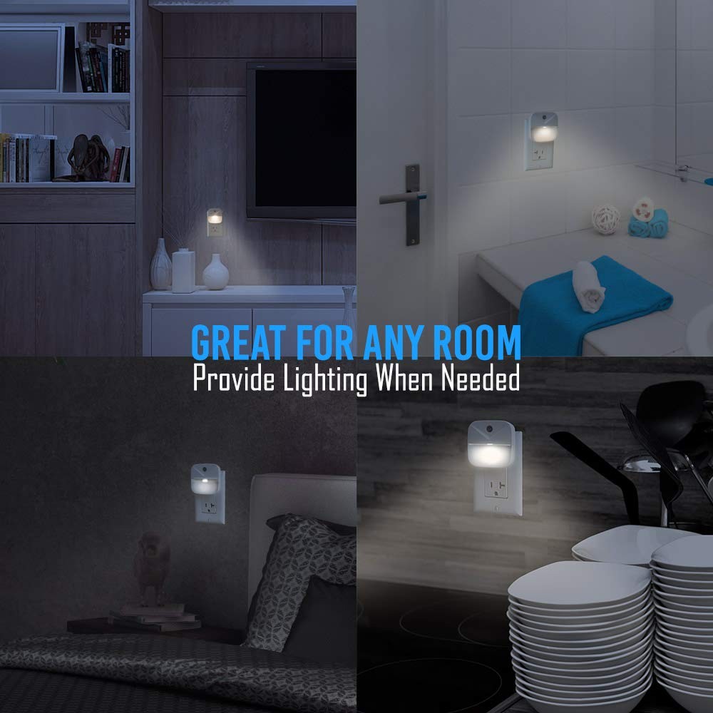 Aultra Night Light LED Lights Plug Square 4 Pack, White