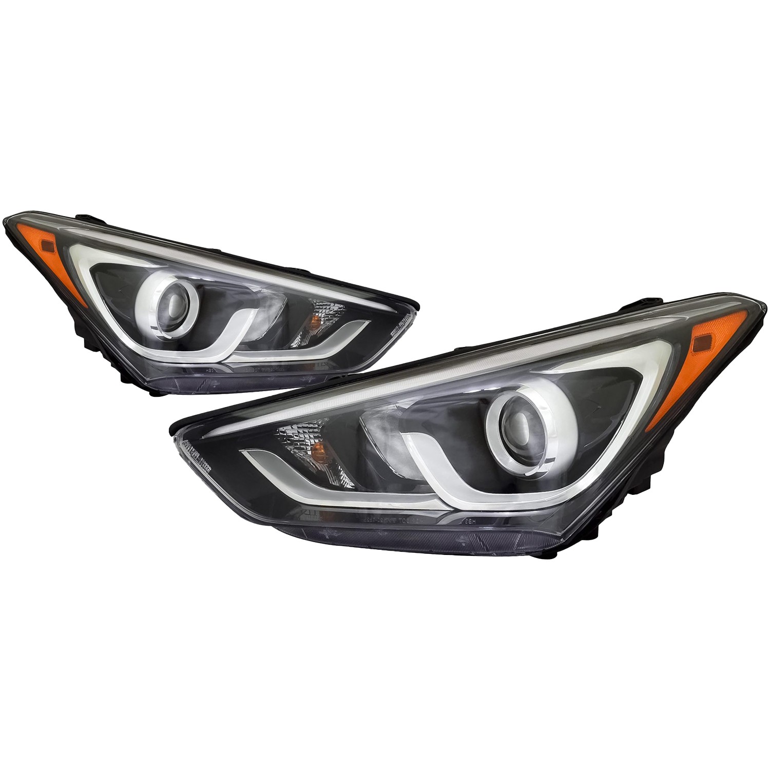 Halogen Headlight Set with LED Accent CAPA for 17-18 Hyundai Santa Fe Sport