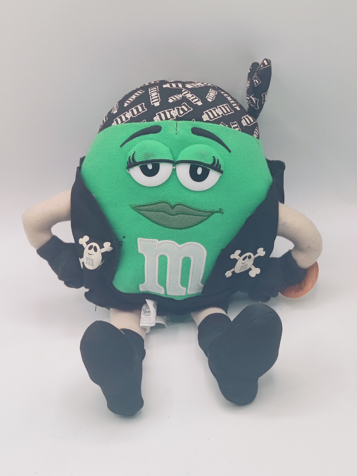 M&M Plush Ms Green Pirate Theme Doo Rag Biker Chic Mars Collectible 2008 W/Tag