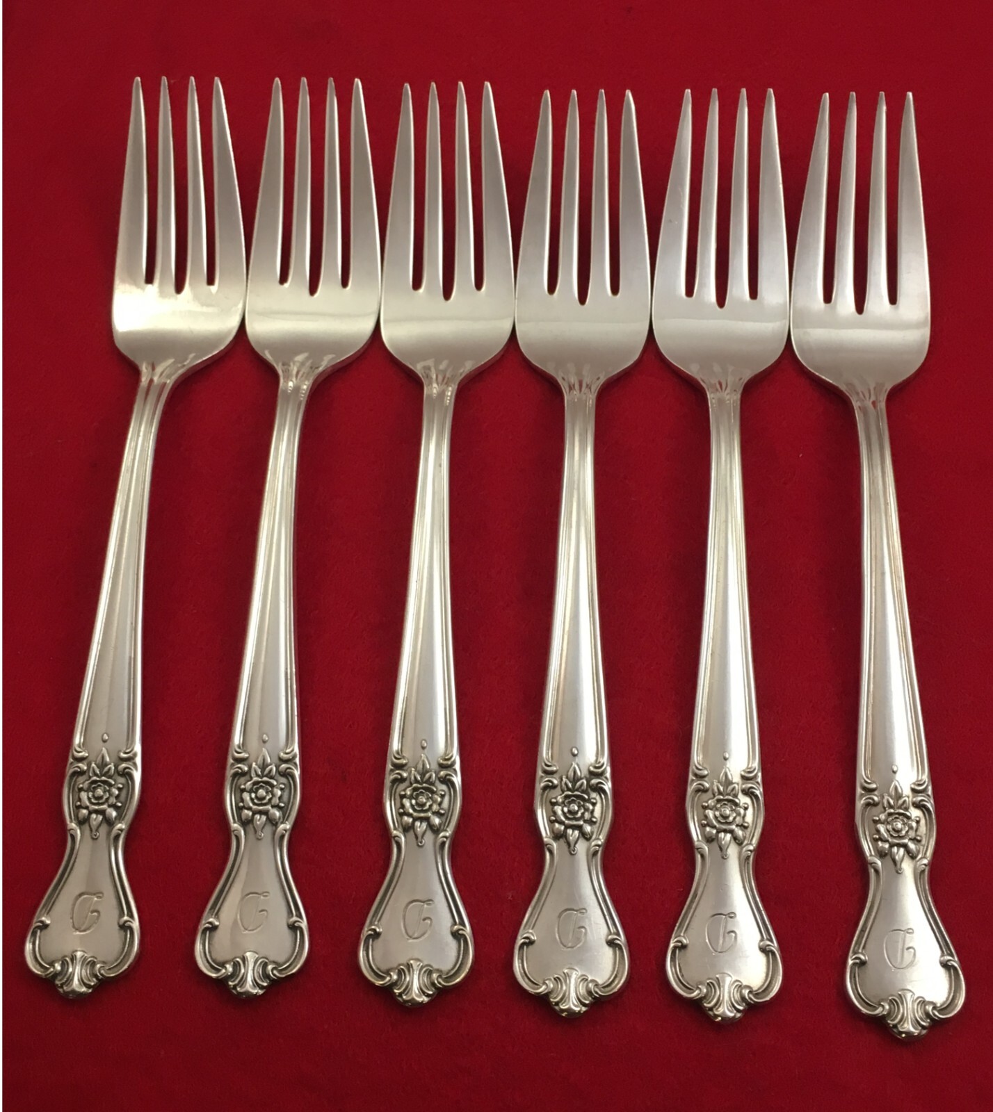 International SIGNATURE 1950 Mono D Silverplate 6-Salad Forks Flatware