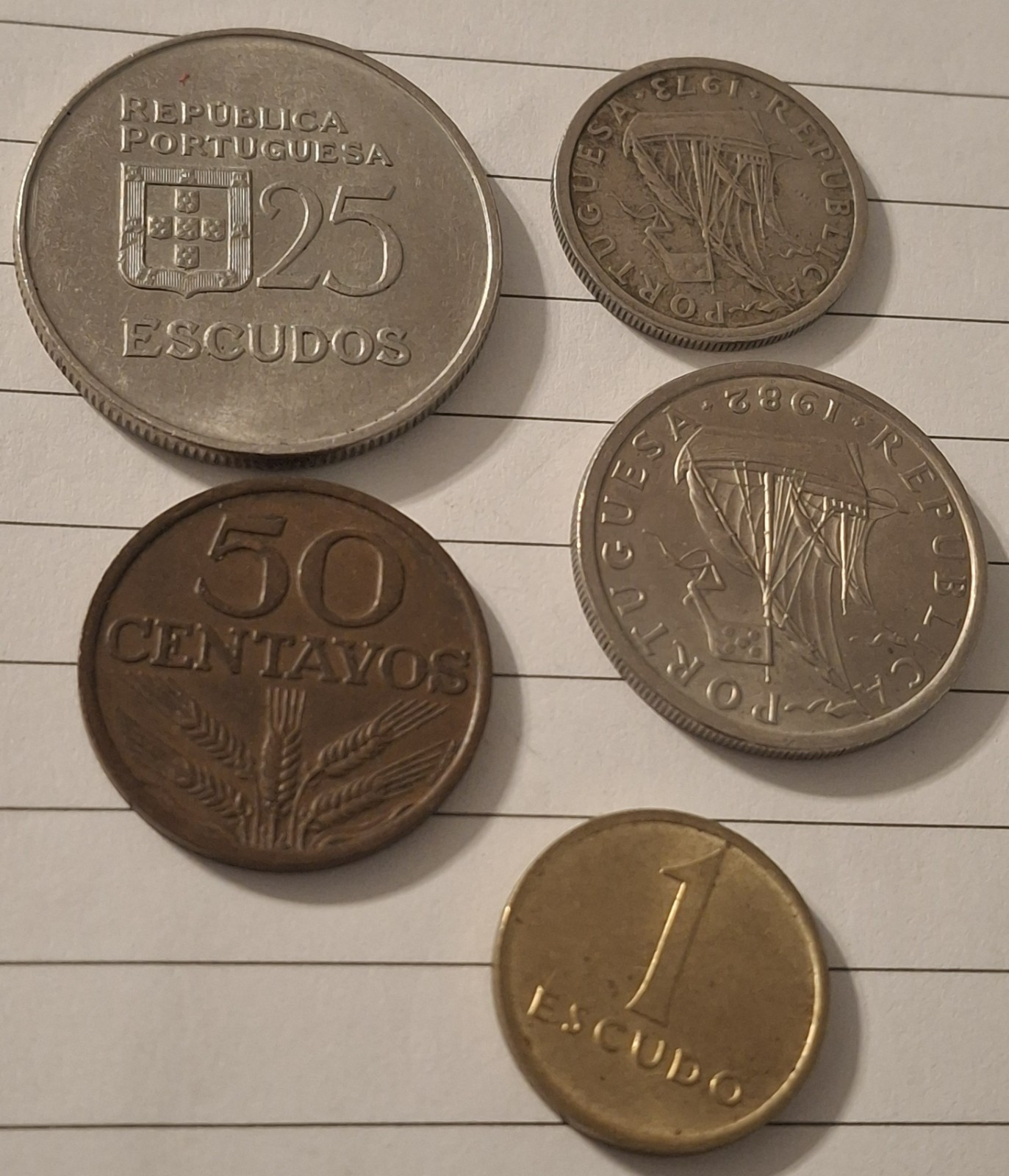 6 Used coins - Portuguese - Various years - Sold together as set