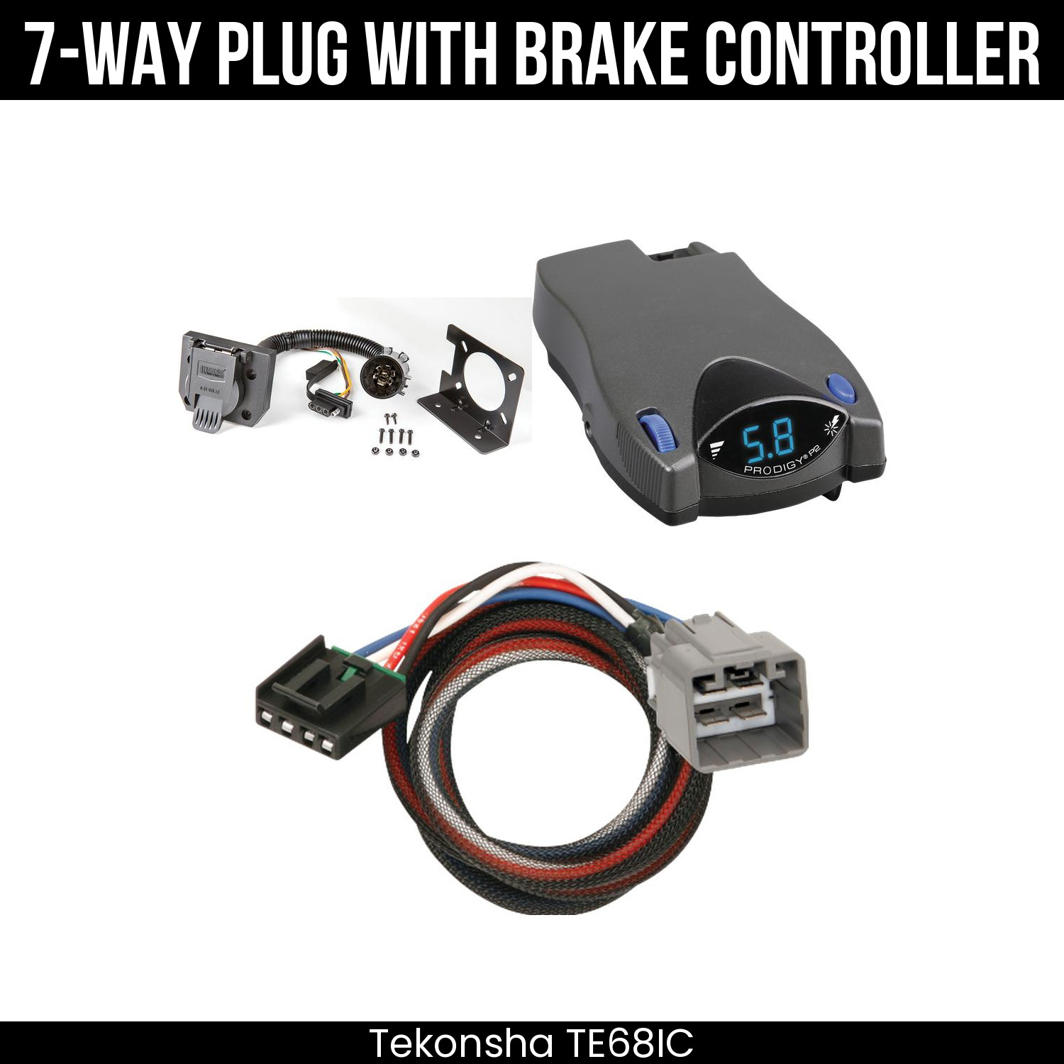 Tekonsha 7-Way Wire Brake Control For 14-28 Jeep Cherokee w/ Existing USCAR 7Way