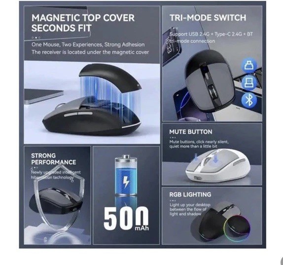 2.4G + Type- BT TRI-Mode Wireless charging mouse T 25