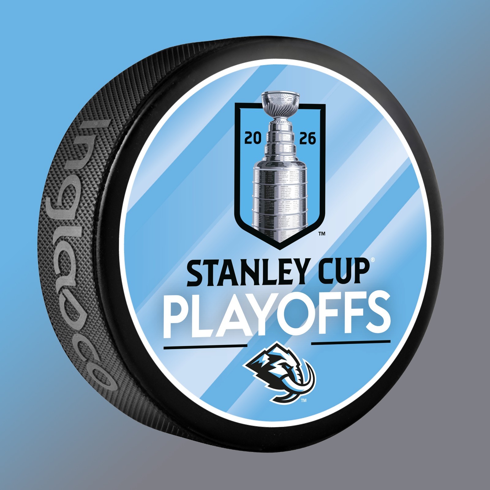 2026 NHL STANLEY CUP FINAL PLAYOFFS ROUND 1 SOUVENIR PUCK UTAH MAMMOTH PREBOOK