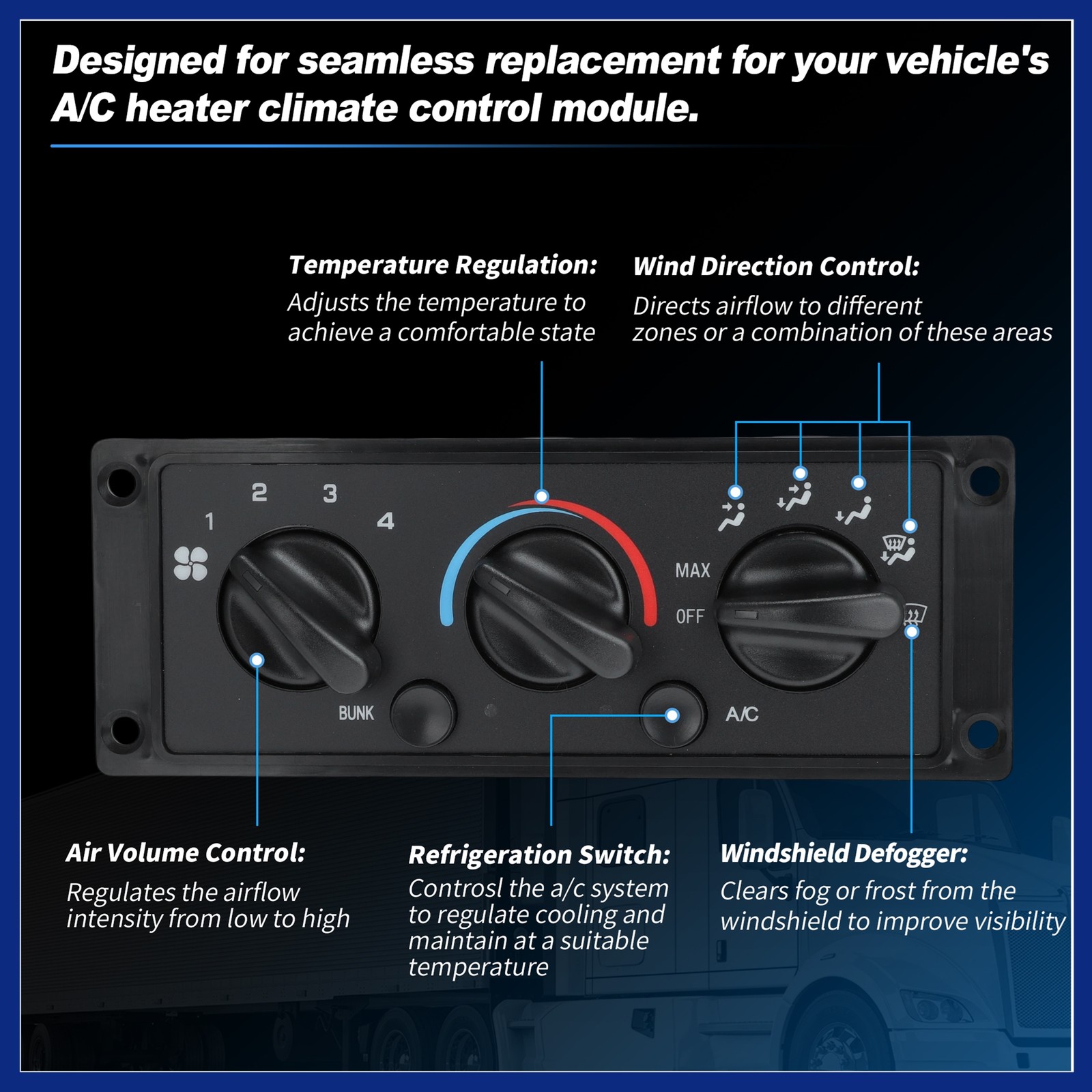 A/C Heater Climate Control Module Panel for International 9200 9400 9900