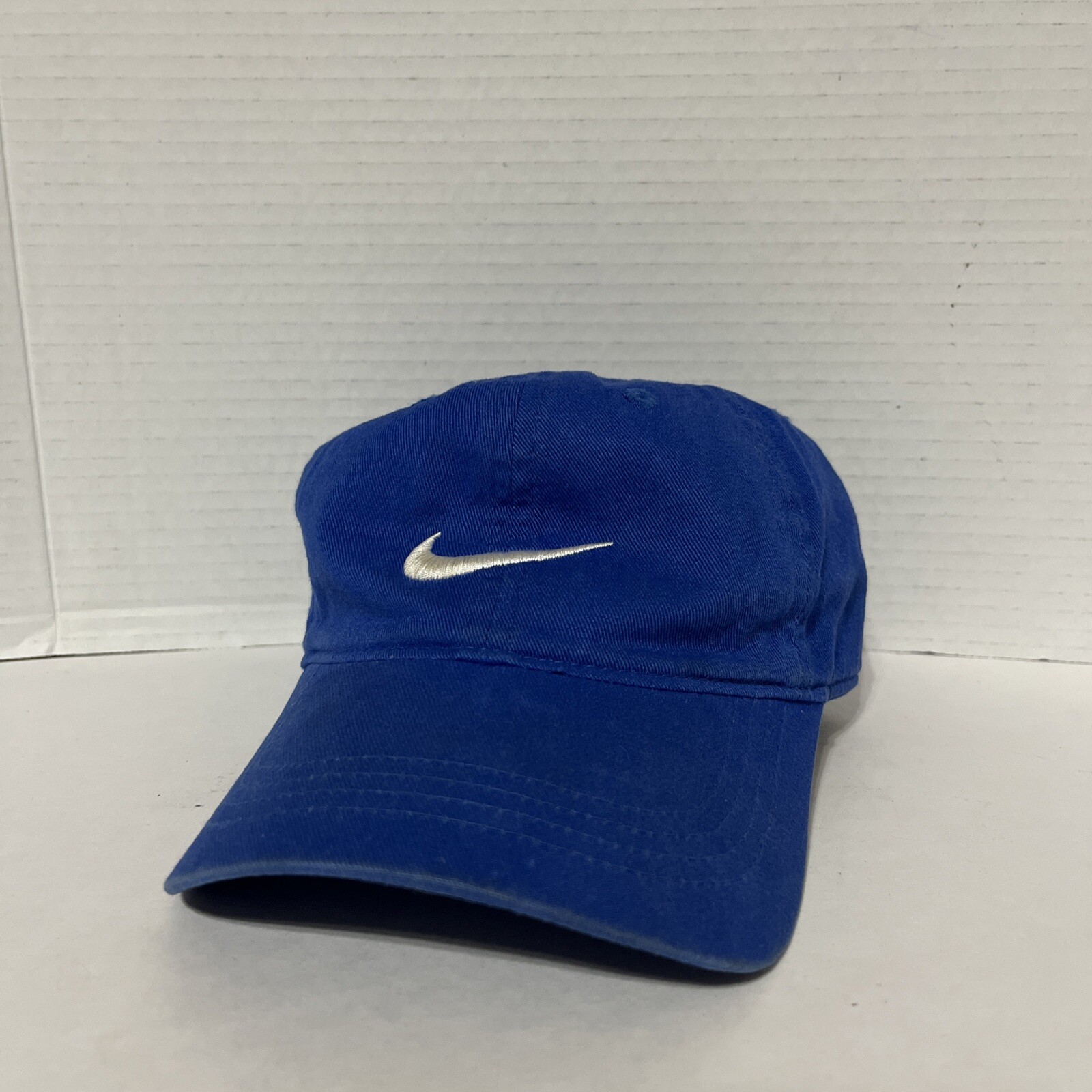 Nike Blue Baseball Hat White Embroidered Swoosh Child Size 4-7 Adjustable