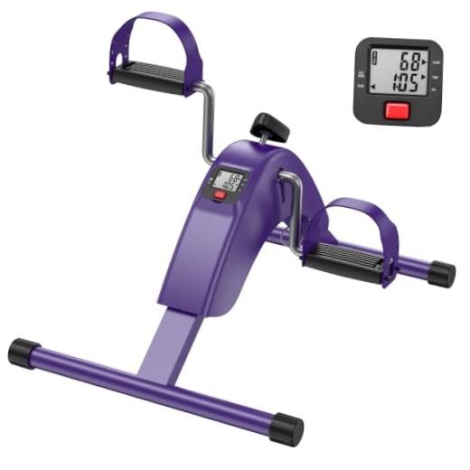 Under Desk Bike Pedal Exerciser for Leg & Arm | Foldable Mini Exercise Purple