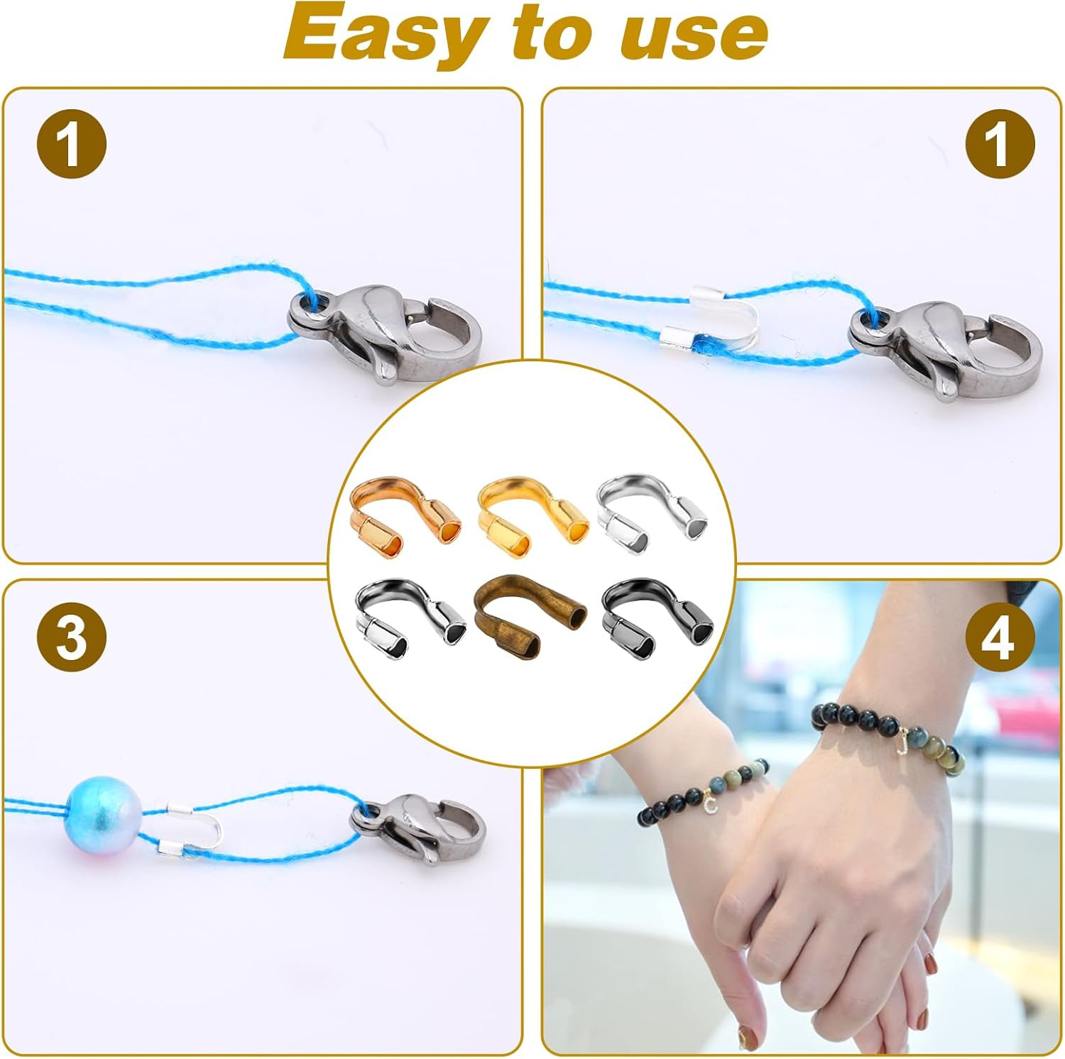 600 Pcs Brass Wire Guardian U-Shape Cable Protector Brass Wire Protector for Ear