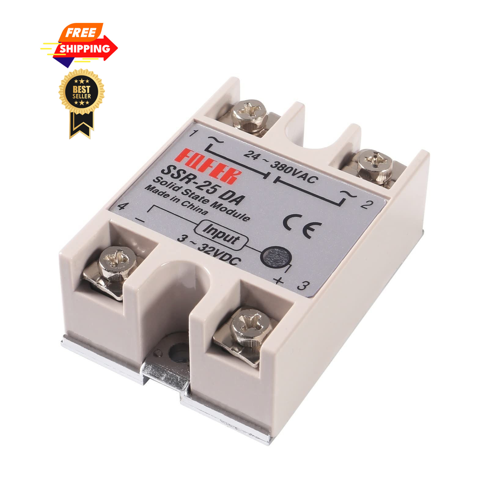 Coliao 4pcs Solid State Relay SSR-25DA DC to AC Input SSR-25DA,
