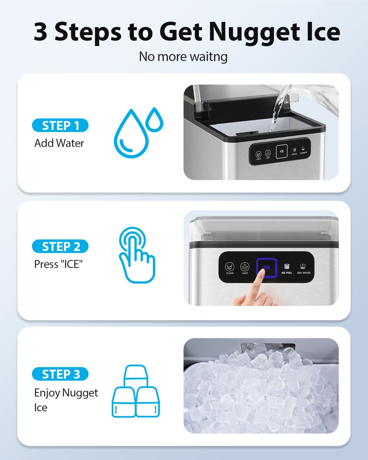 Aeitto Nugget Ice Maker Countertop,Pellet Ice Maker Machine Soft Chewable Ice