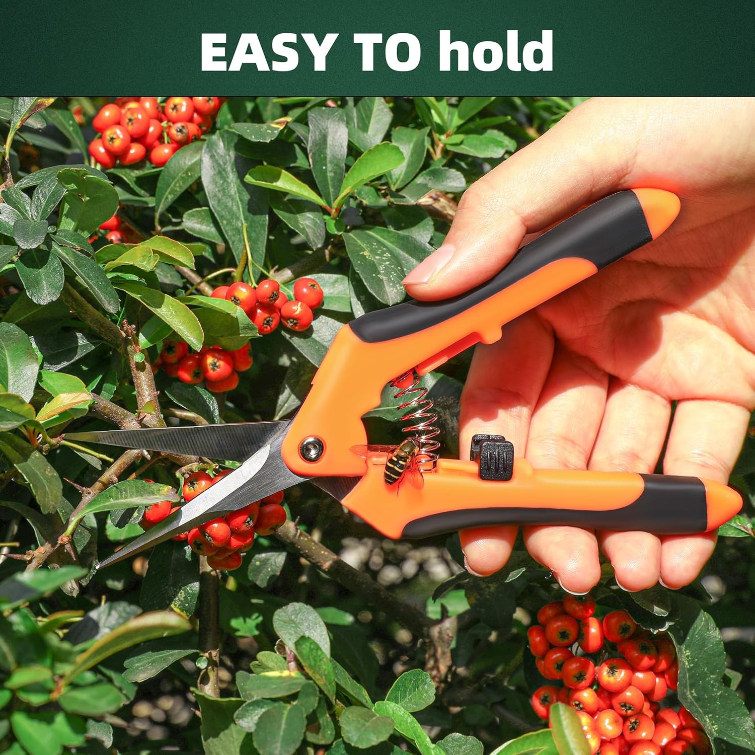 3-Pack Stainless Steel Pruning Shears, Snips Yellow, Orange, Black