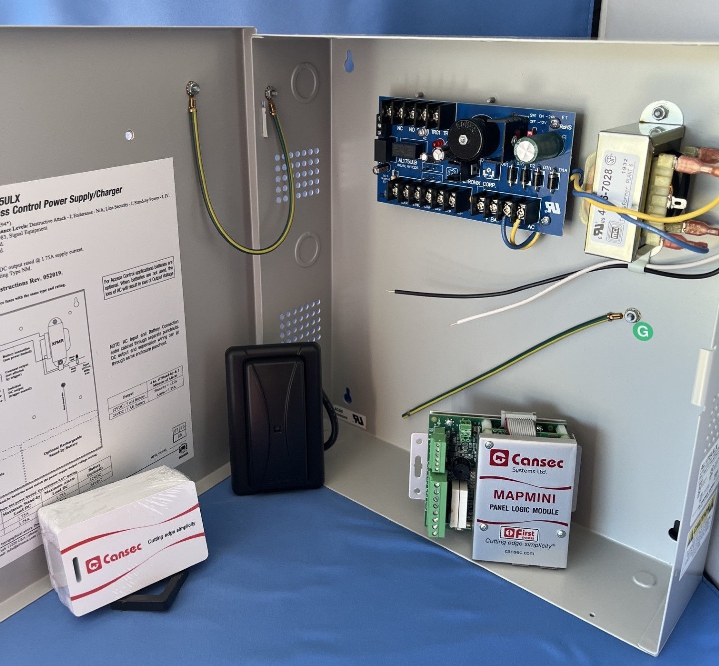 Access Control One Door Kit incl. Cansec controller, PS, prox reader, 25 cards