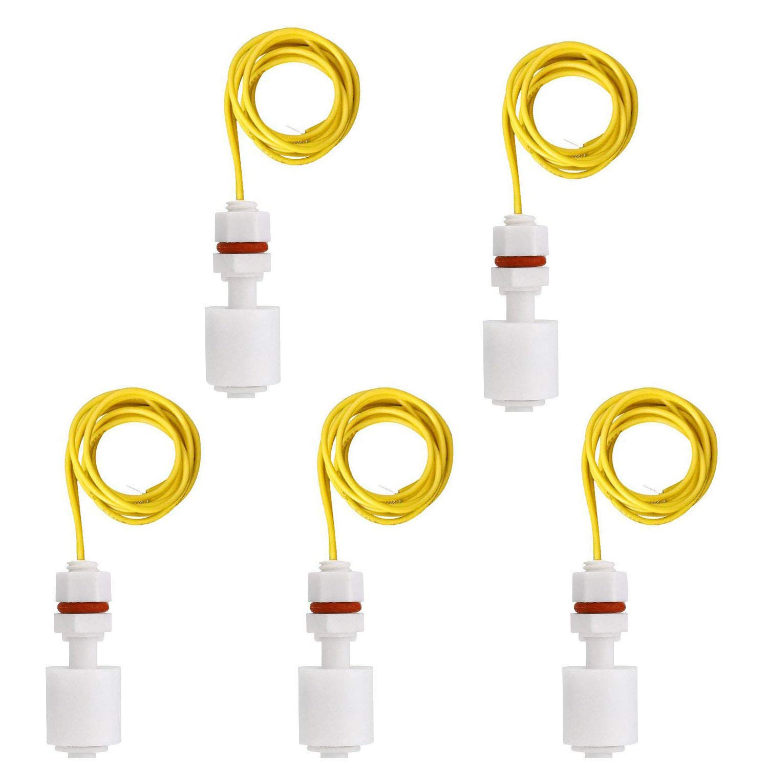 Liyafy 5 Pcs Right Angle White Plastic PP Float Switch Fish Tank Liquid Water Le