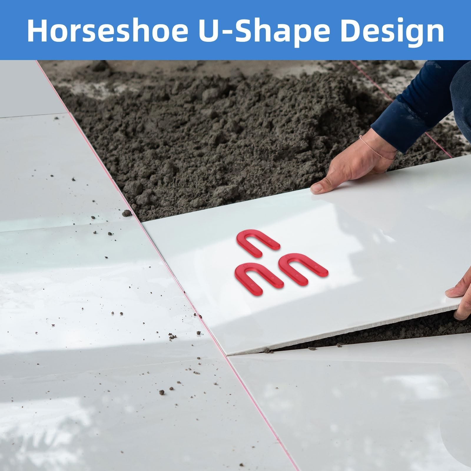 1/8 Inch Plastic Horseshoe Shims U Tile Spacers, Tile Leveling System Tile Sp...