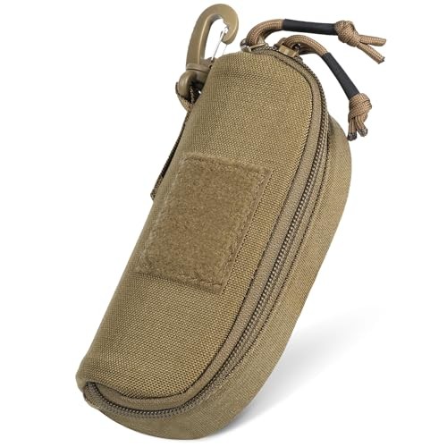 Tactical Molle Glasses Case, Shockproof Eyeglass Pouch, Sunglass Coyote Brown