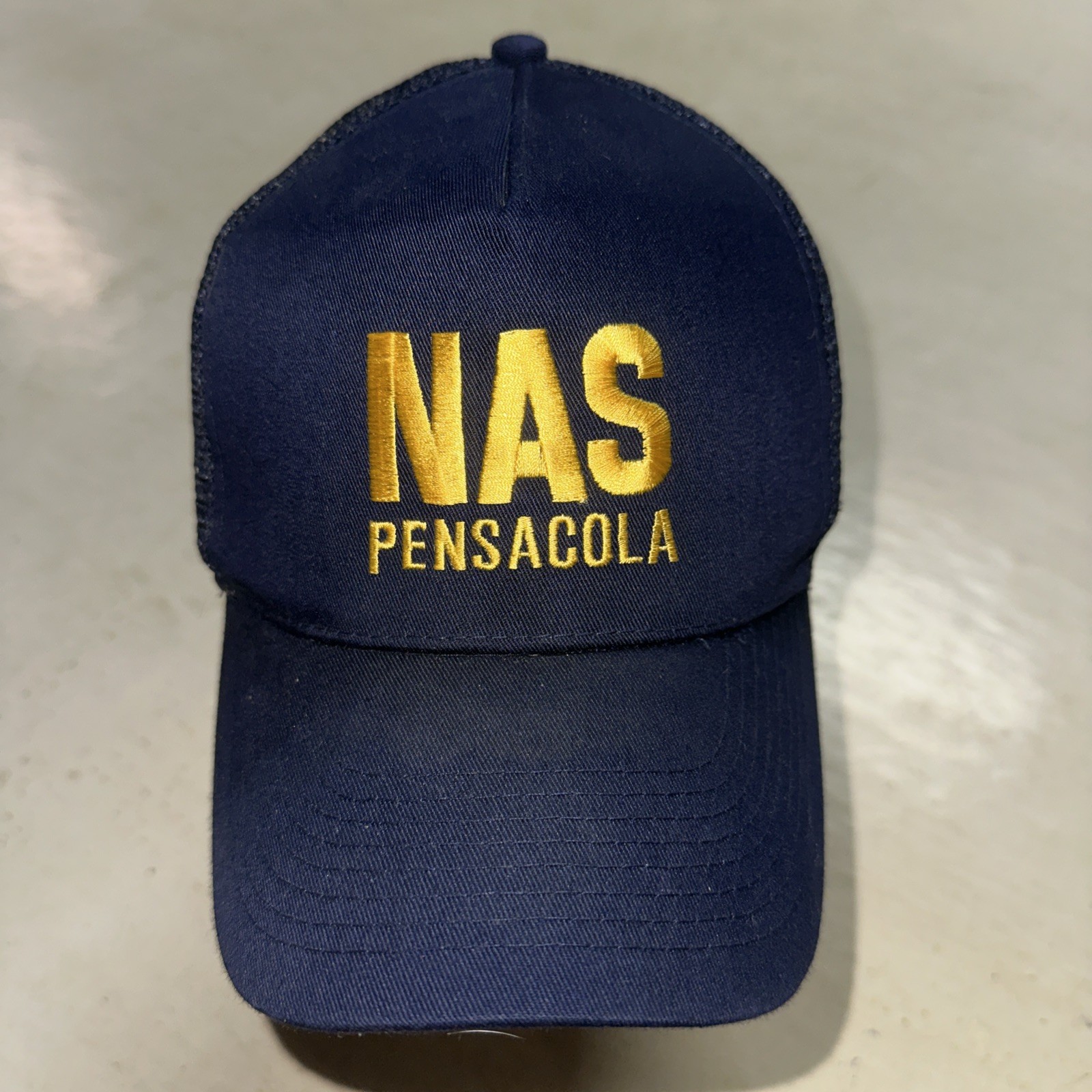 NAS PENSACOLA U.S. NAVY NAVAL AIR STATION BASEBALL CAP HAT Blue Snapback Mesh