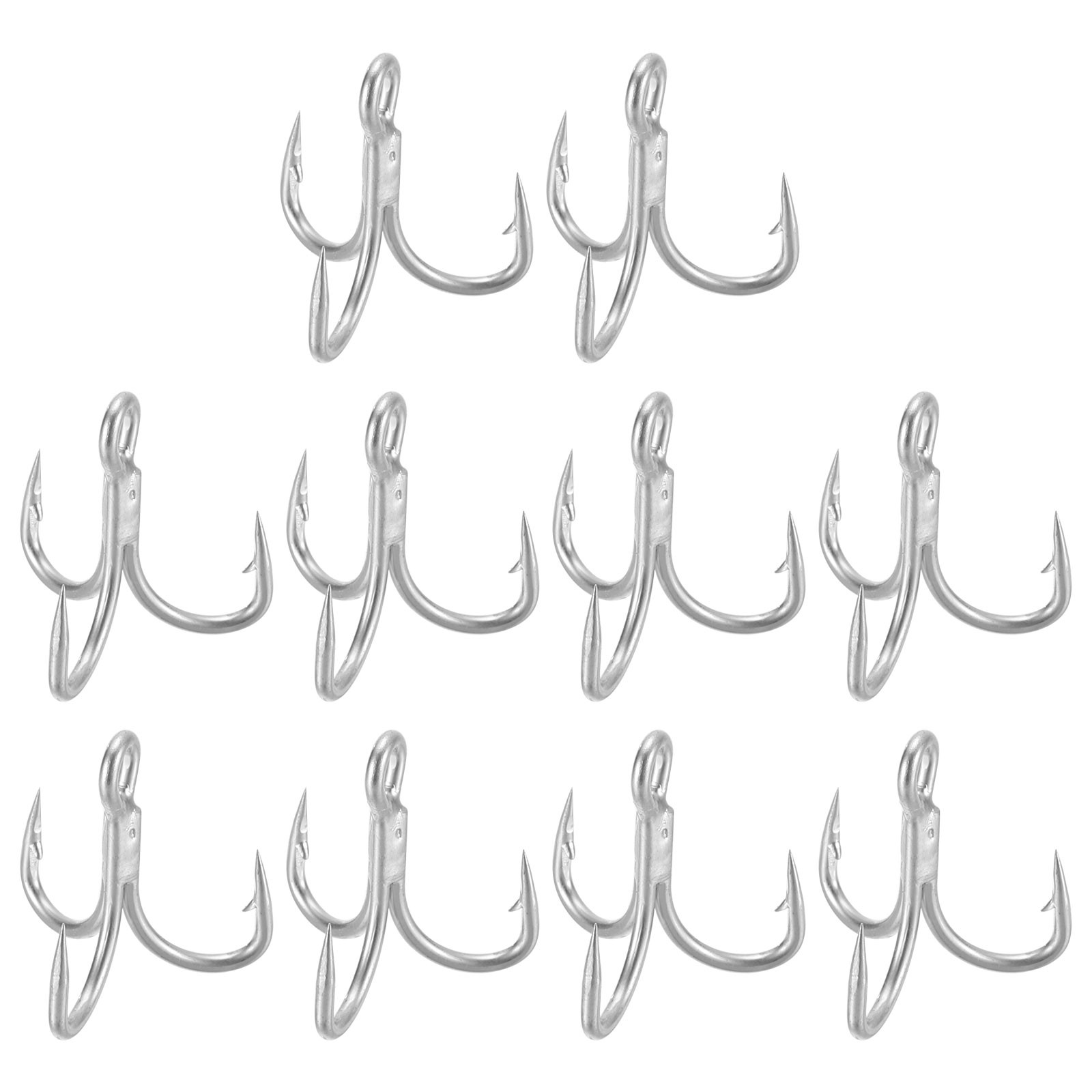 4# Fishing Treble Hook, 10Pcs 4X Strong Treble Fish Hook for Saltwater, Silver