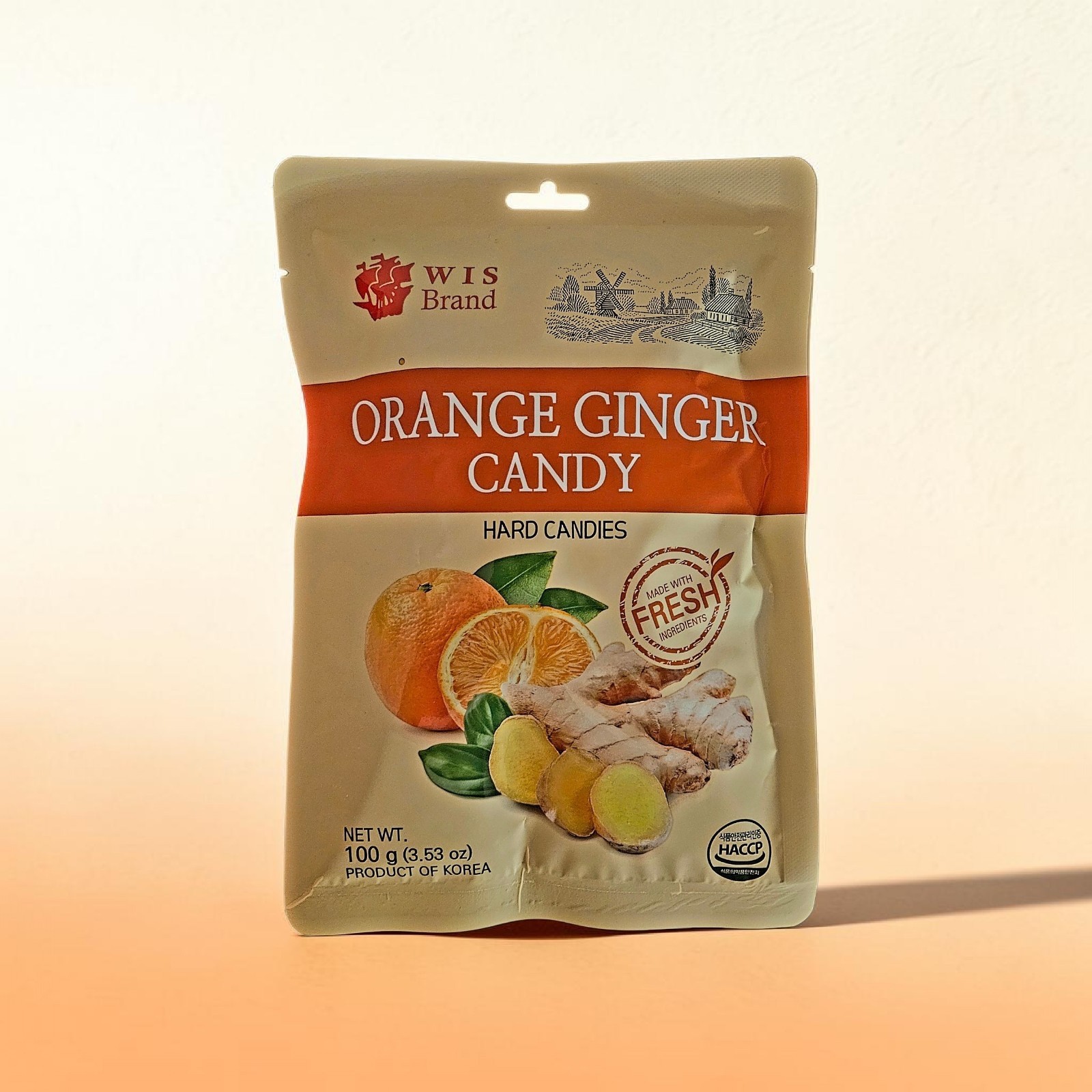 Orange Ginger Hard Candies, 3.5 oz, All Natural - Pack of One