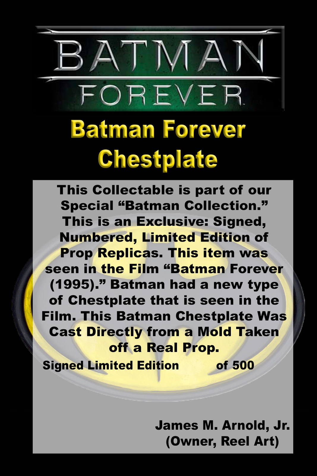 Batman Forever Chestplate, Solid Resin, Real Prop Replica, Signed, Numbered