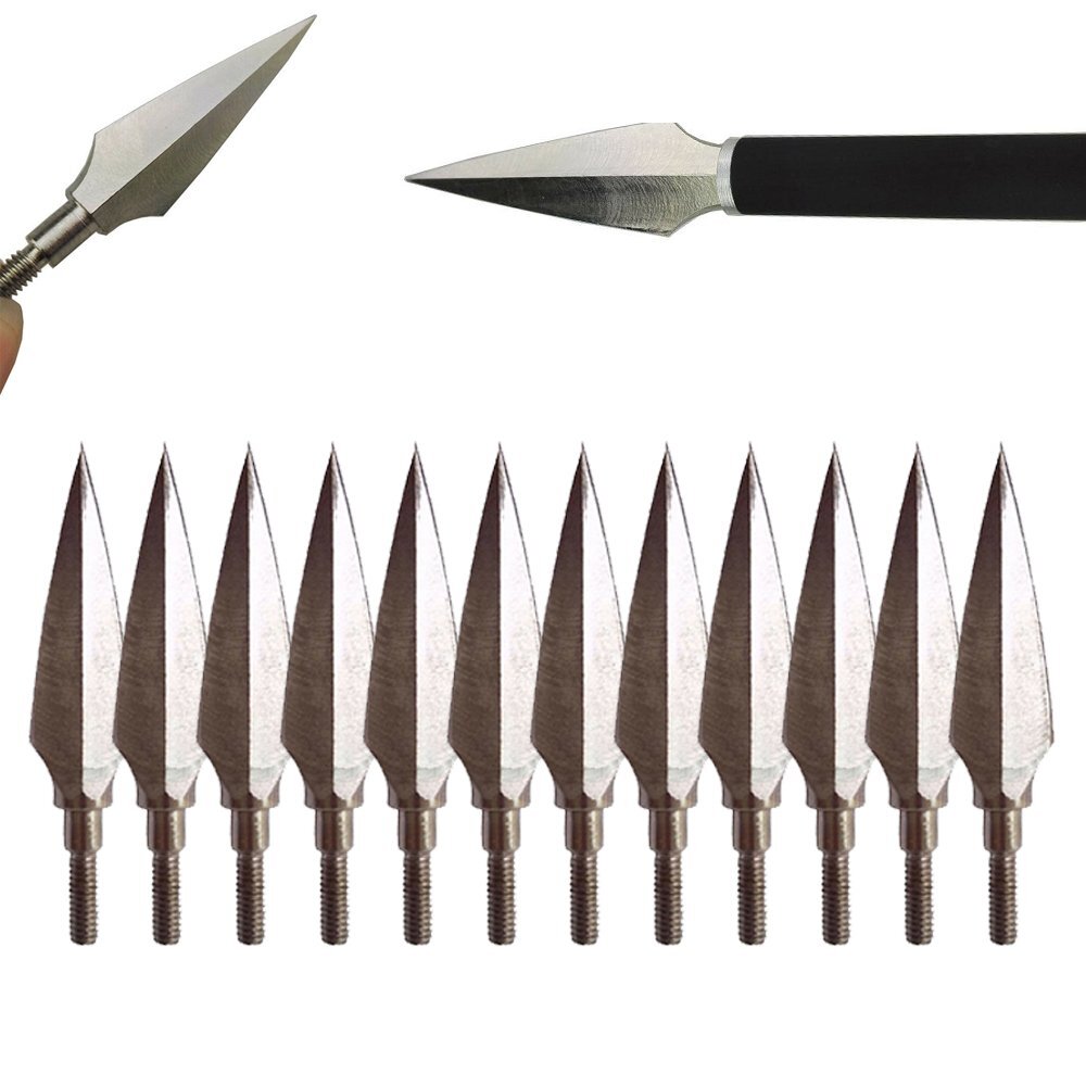 12Pcs Carbon Steel Arrowheads Broadheads 150 Grain Arrow for Archery Hunting
