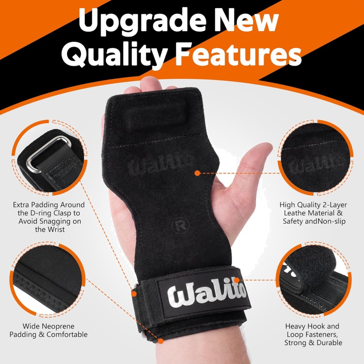 Weight Lifting Wrist Strap，Double Layer Leather Wrist Wraps with Neoprene Pad...