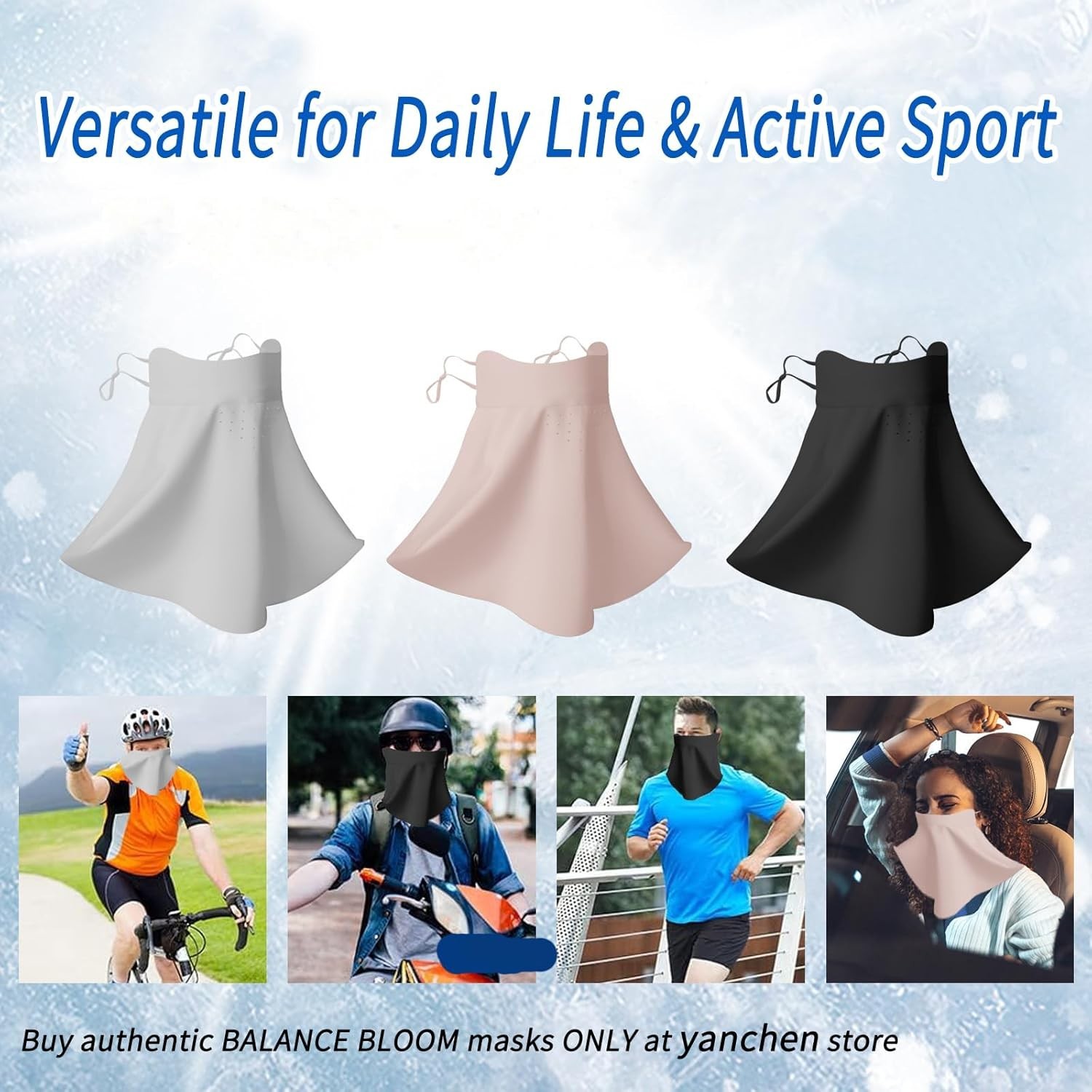 UV Sun Protection Face Mask with Neck Coverage UPF 50+ Face Shield Breathable...