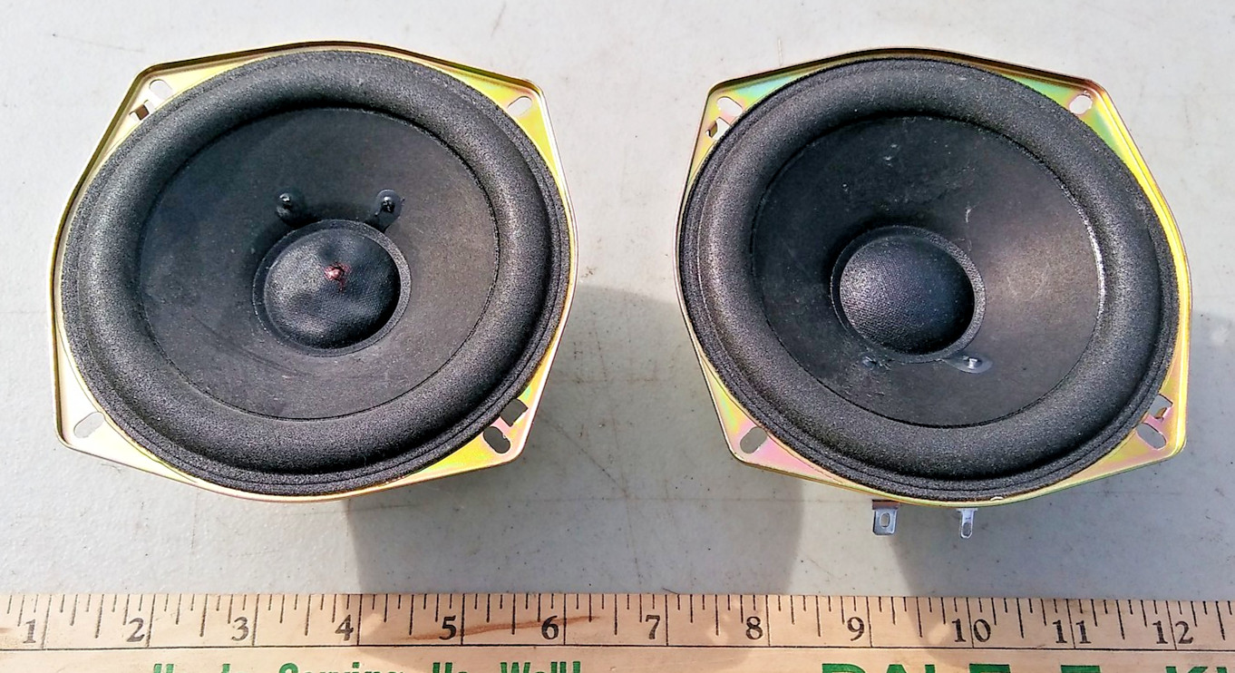 23AA26  TWO SPEAKERS FROM PANASONIC: 4" NOMINAL, SAMCO RAS12P12-G, 6 OHM 15 WT