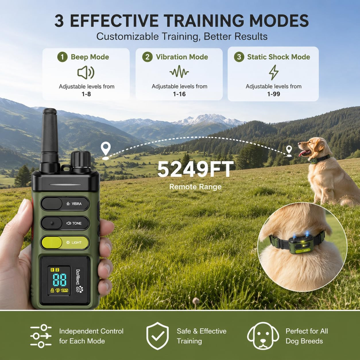 Dog Training Collar 5249Ft Rechargeable Dog E Collar for Small Medium Large | IP