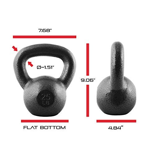 Cast Iron Kettlebell - Coated, Multiple Weights, Singles & Sets for Strength Tra