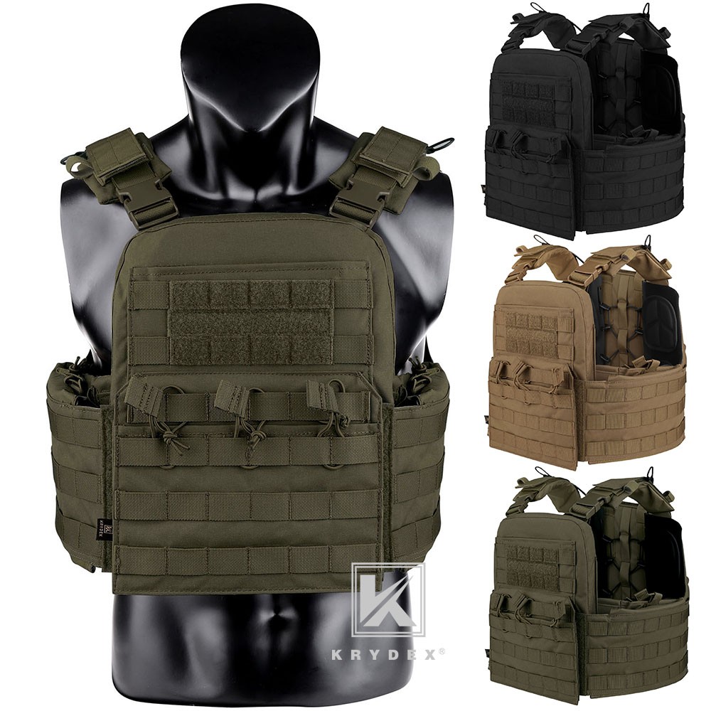 KRYDEX Low Vis Slick Plate Carrier FCS Tactical Molle Vest w/ MK3 & Drop Pouch