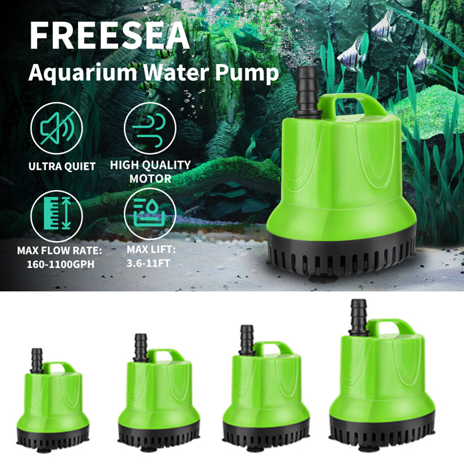 660GPH 40W Submersible Water Pump Ultra-Quiet for Aquarium Hydroponics Fountain