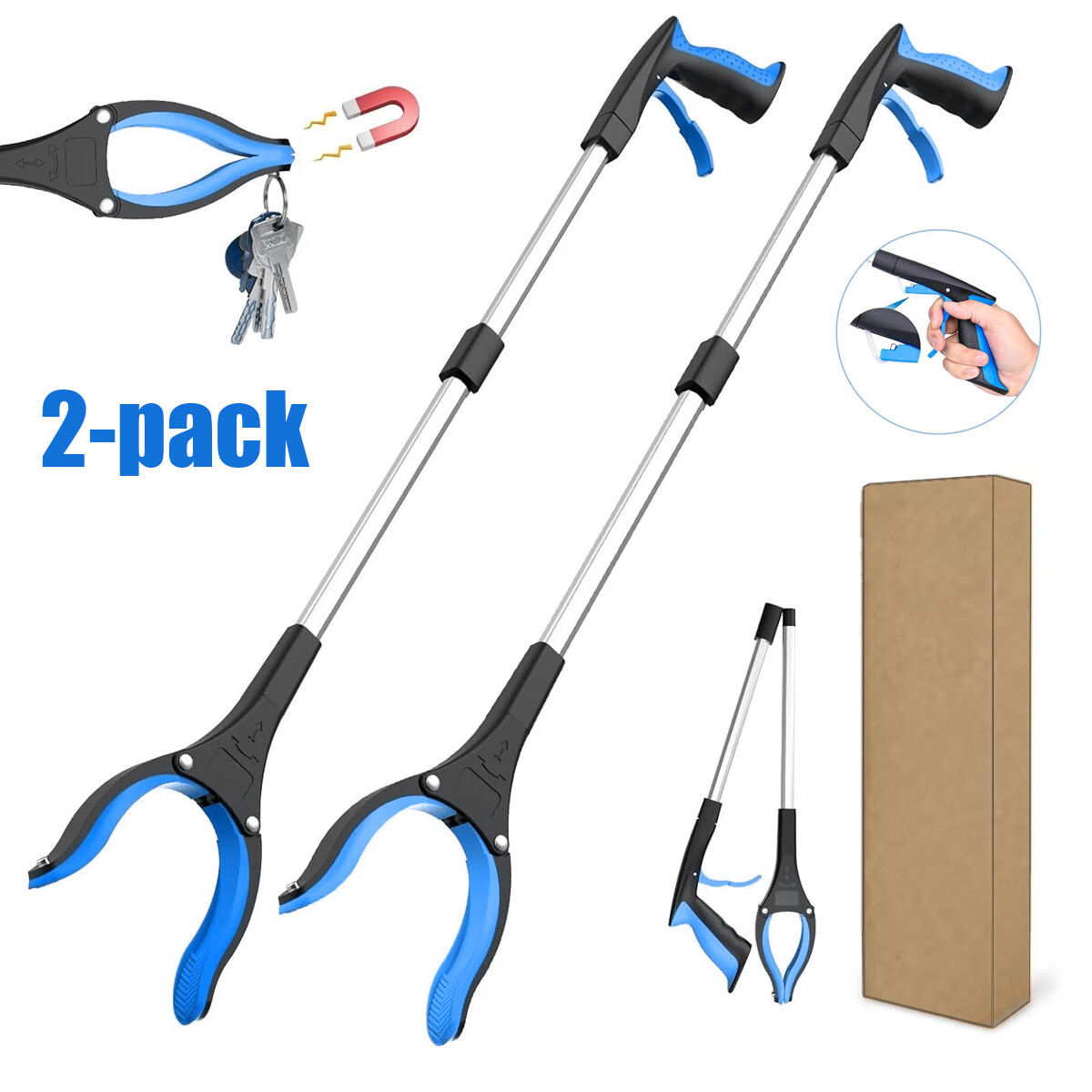 2 pack 32 inch foldable senior grabber grabber tool,picker upper grabber