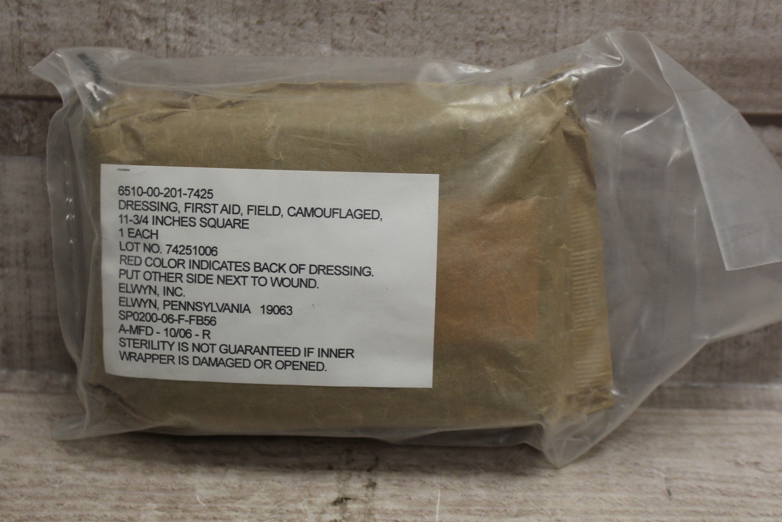 First Aid Field Camouflaged Dressing - 11-3/4" - 6510-00-201-7425 - New