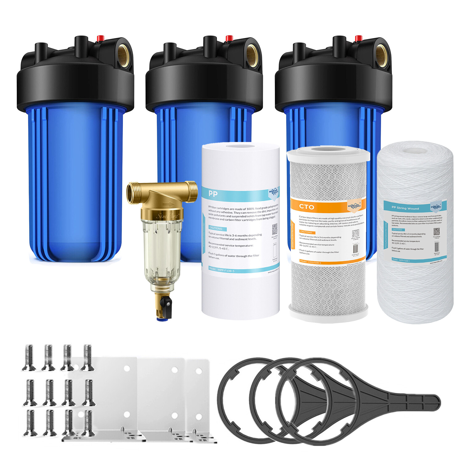 10 Inch Big Blue Whole House Water Filter Housing Filtration System 10" x 4.5"