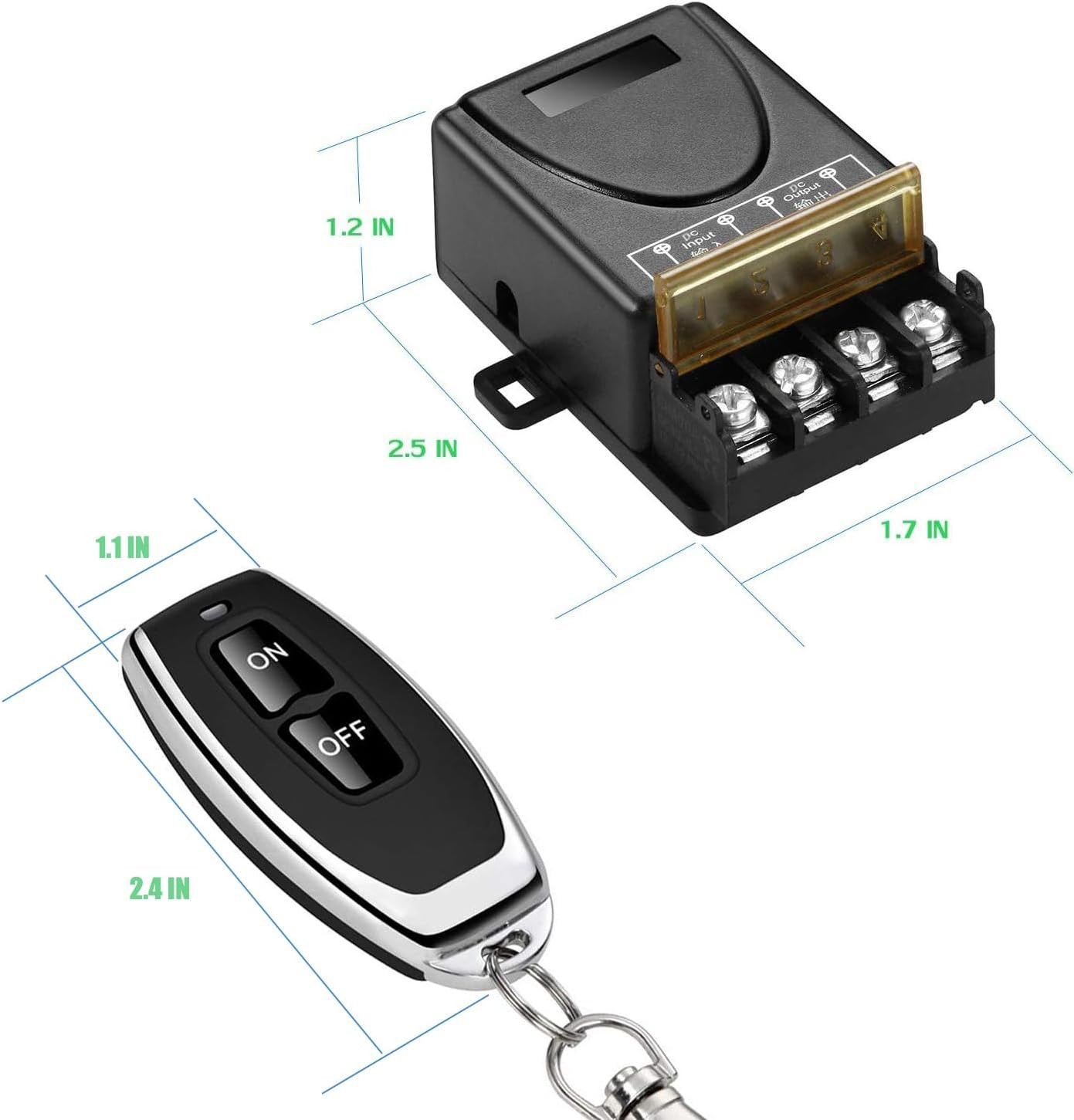 Wireless Remote Switch with 328 Ft Long Range,Dc 12V/24V/48V/72V Current Rating