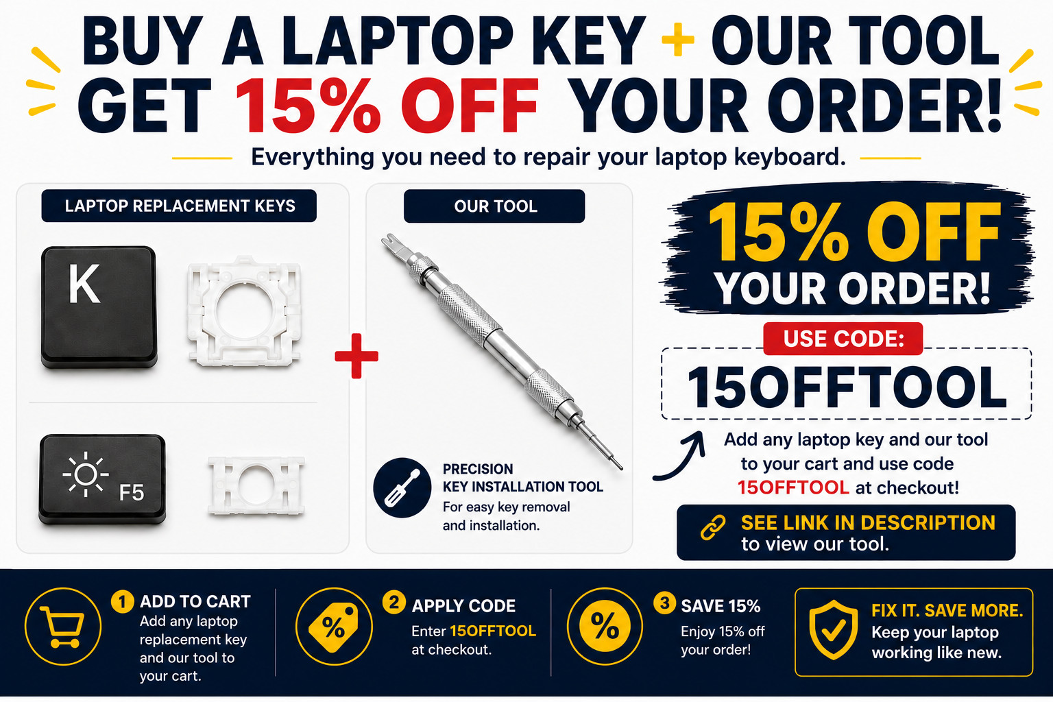 Logitech Combo Touch | iPad Air 4th & 5th gen | Single Replacement Keys (YU0086)