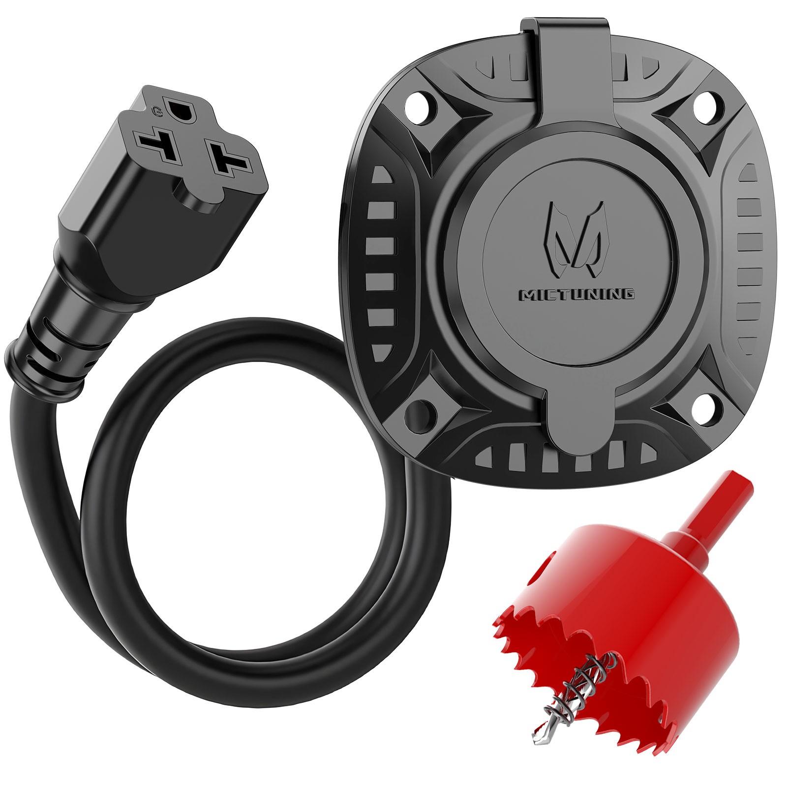 5-in-1 AC Port Plug 20A 125V, RV Shore Power Inlet Plug w/18'' Extension Cord