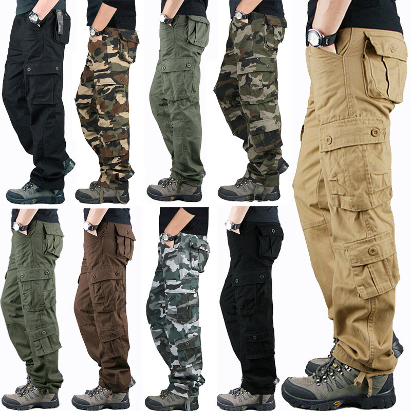 Men's Casual Cargo Pants Military Army Camo Pants Combat Work Pants Work Pants