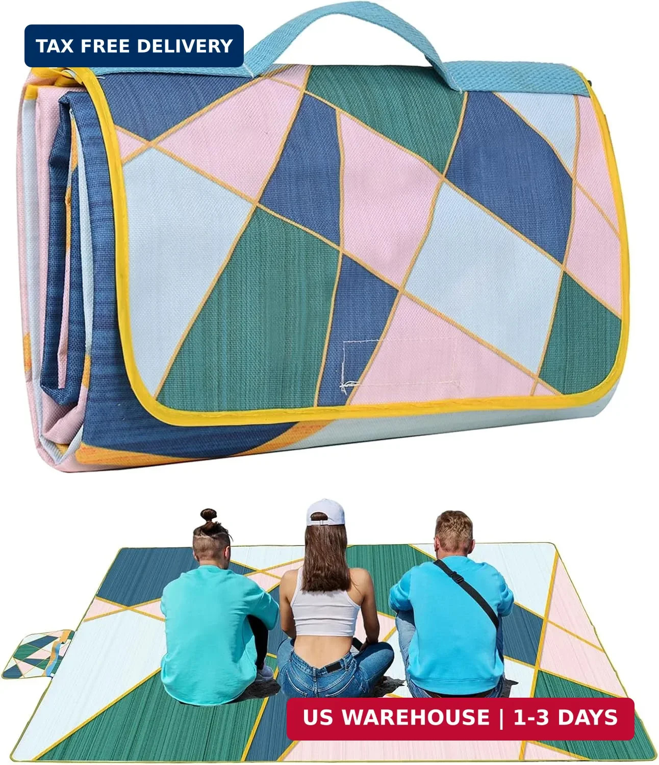 DanCoom Picnic Blanket, Foldable Waterproof Sand Mat, Extra Large Picnic Blanket