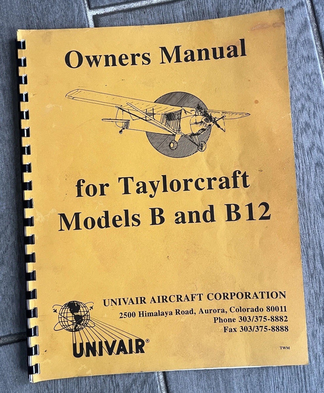 Vintage Taylorcraft Model B and Model B12 Owners Manual Univair