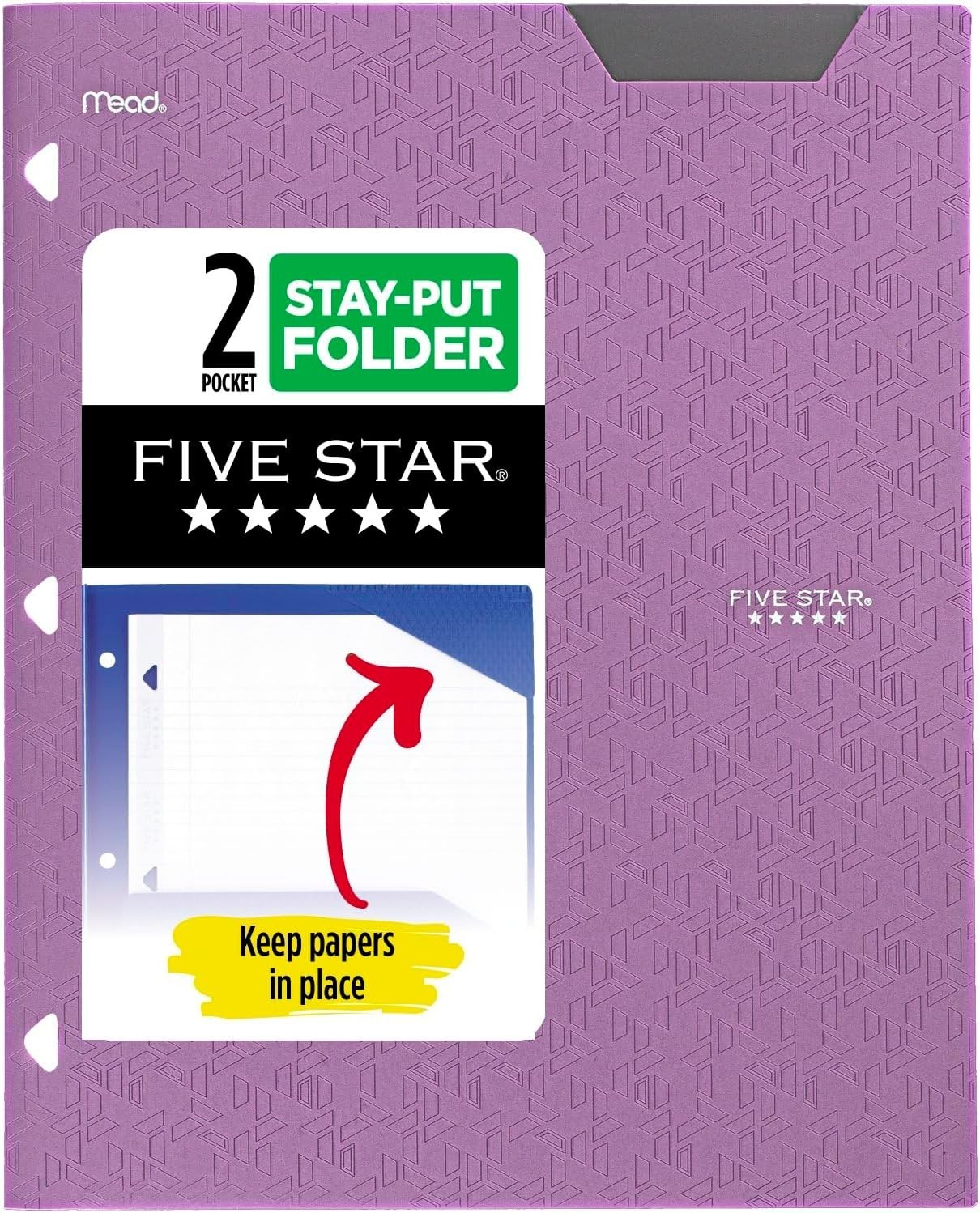 2-Pocket Folder, Plastic Folder with Stay-Put Tabs, Fits 3-Ring Binder, Holds...