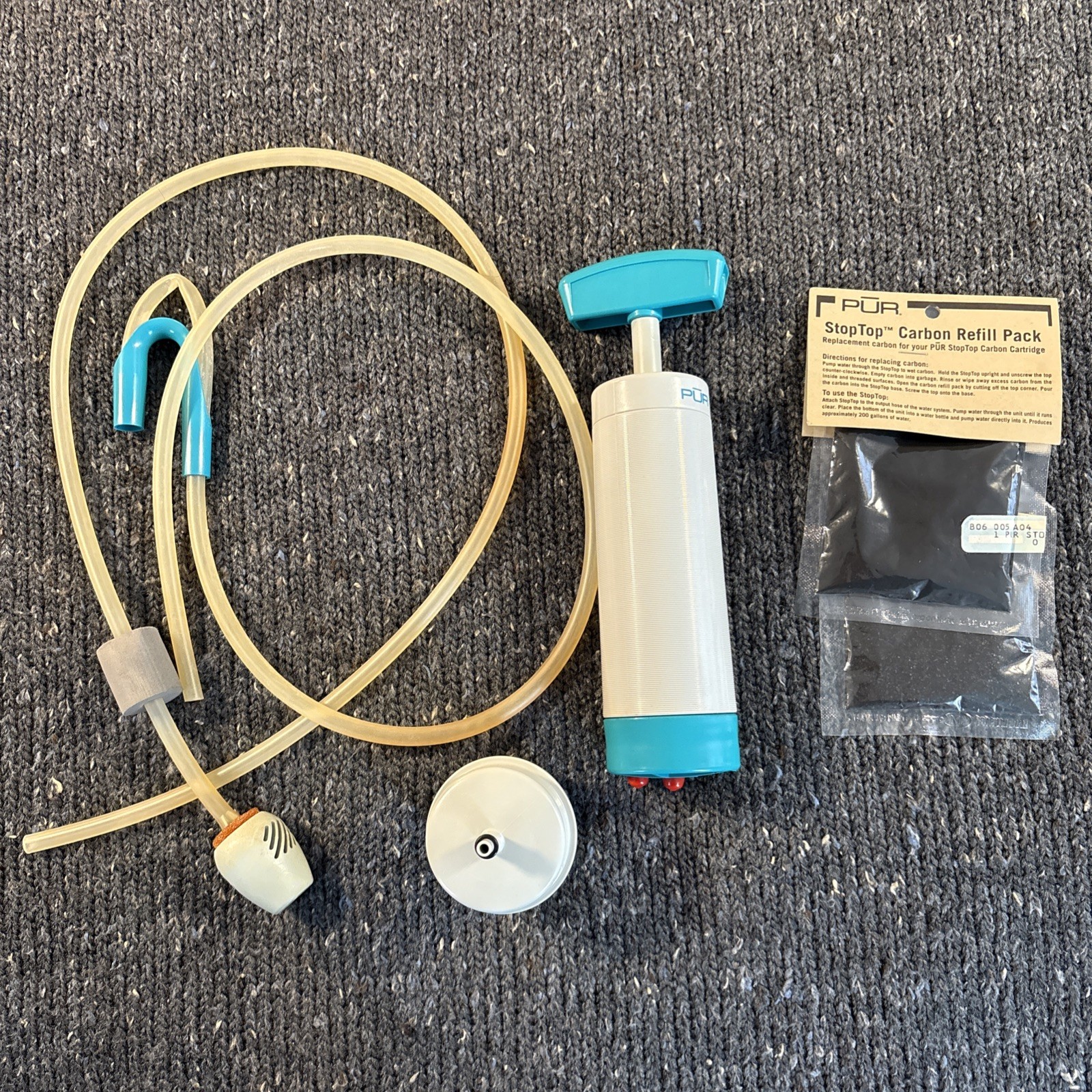 PUR Hiker Pump Water Filter - New Carbon Refill Packs! Never camped w/this one!