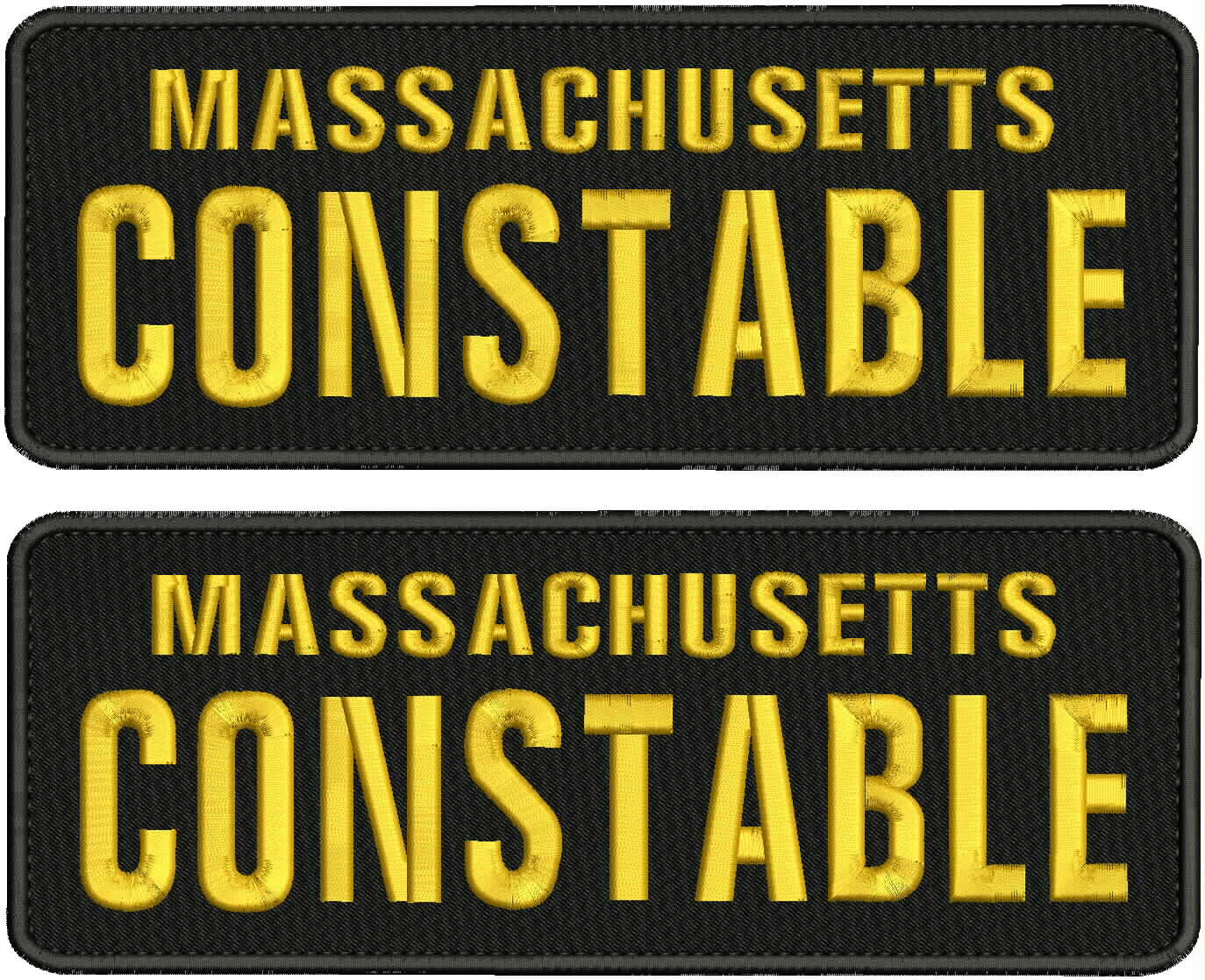 massachusetts constable Embroidery Patches 11x4 Hook On Back Black/gold
