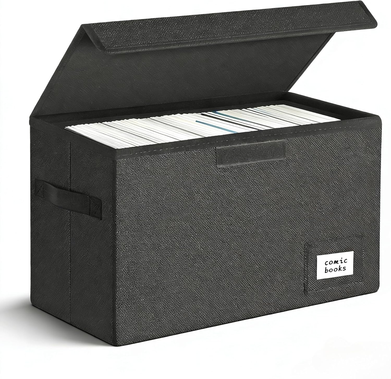 Heavy Duty Collapsible Comic Book Storage Box - Holds 150 Comics, Black