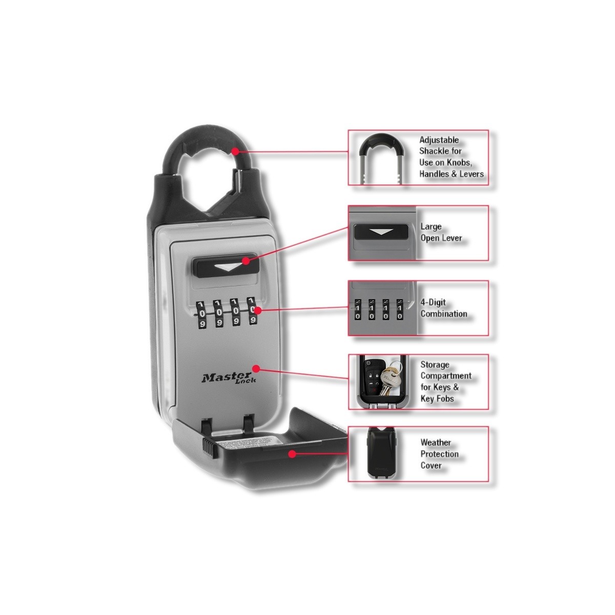 Master Lock 2-7/8 in Metal 4-Dial Combination Lock Box 5420D
