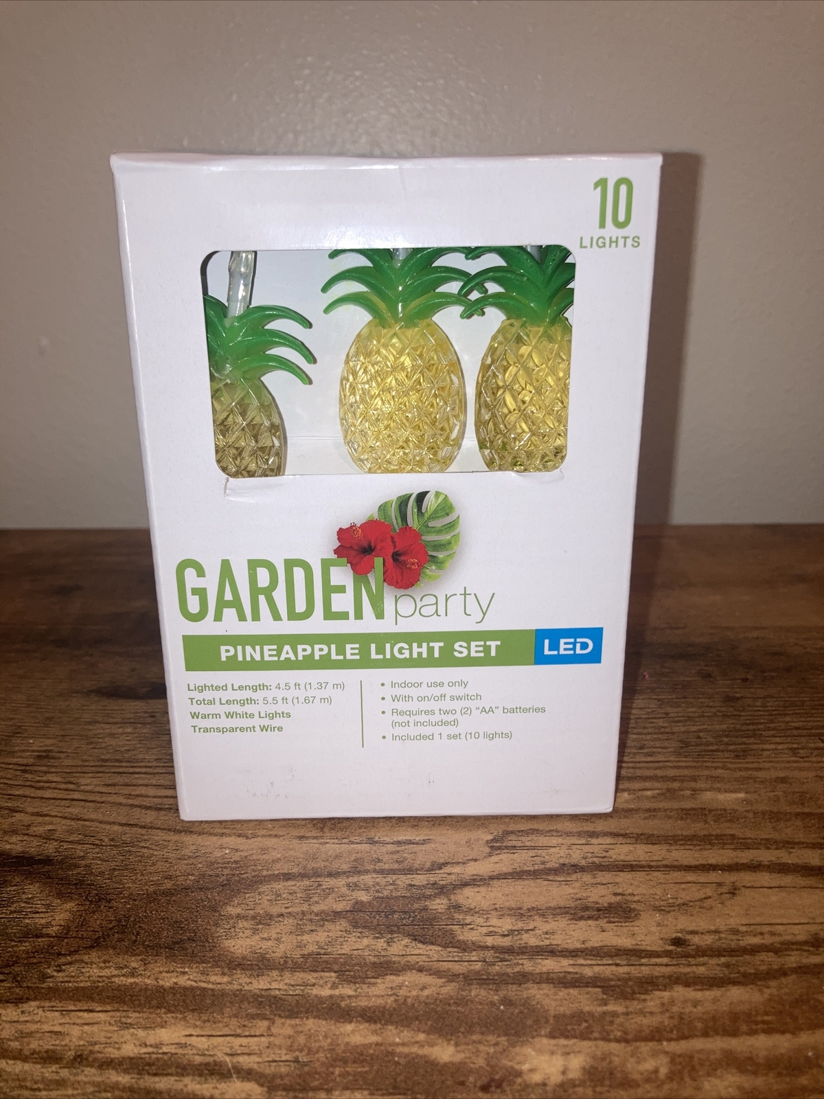 Garden Party String Light Set Pineapple 10 Lights NIB