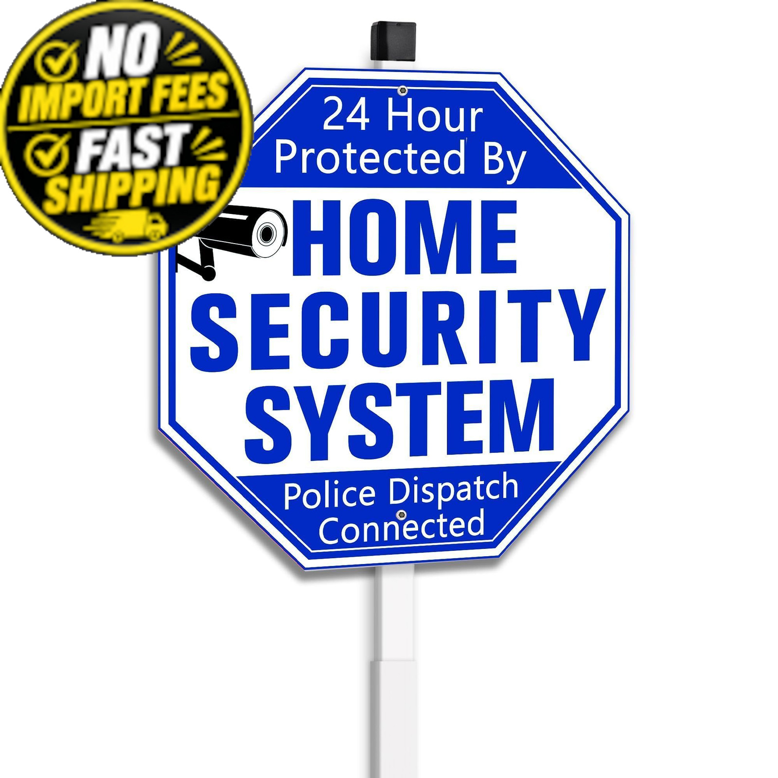 Uflashmi Home Security System Signs for Yard, Yard 10"x 28", blue