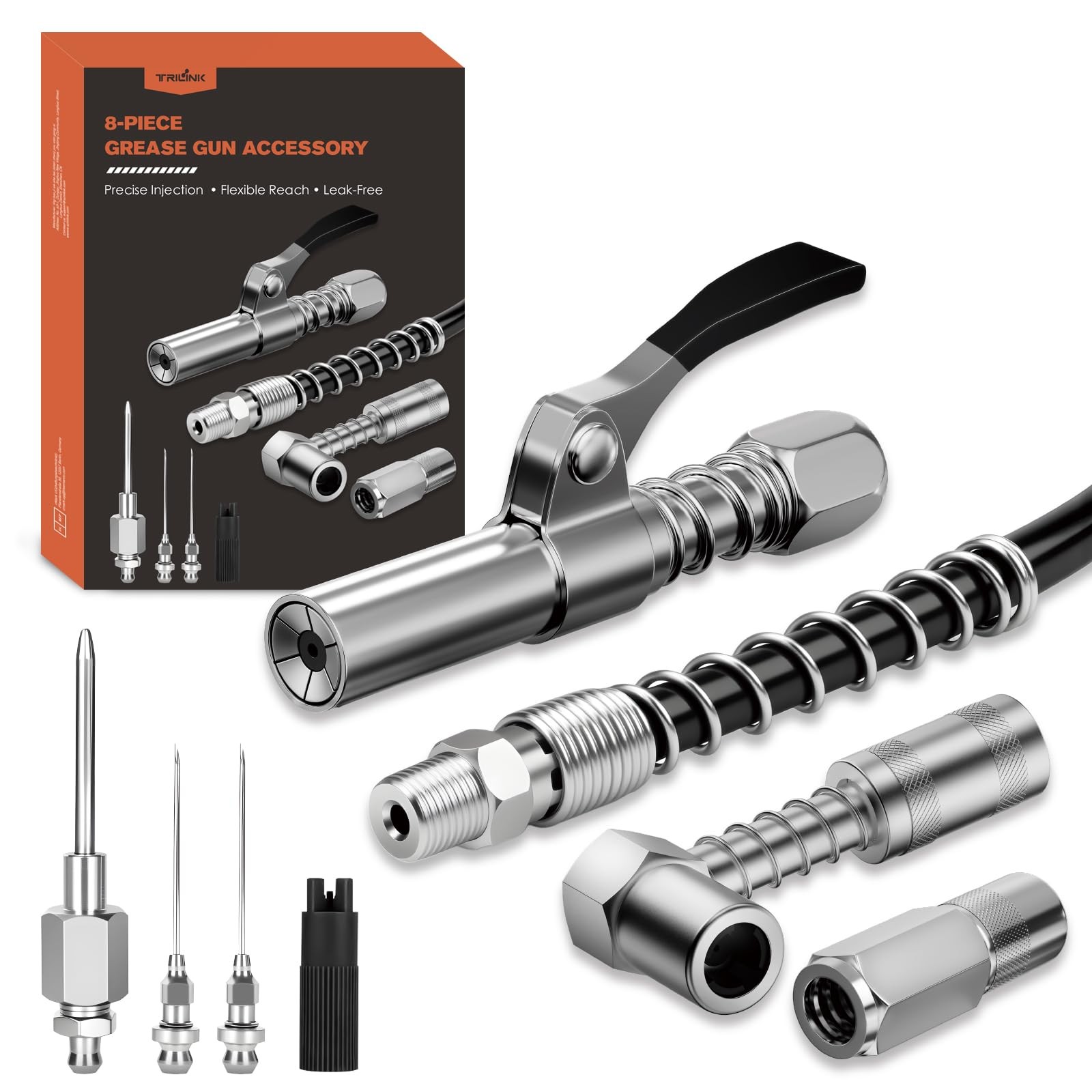 TRILINK Grease Gun Coupler Kit – 8PCS Accessory Set with Quick...
