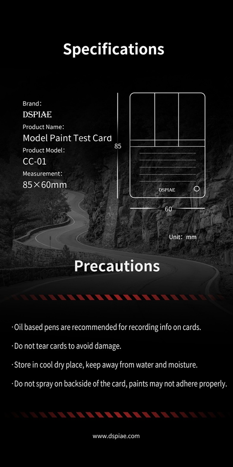 DSPIAE: Color Test Cards - CC-01 - Model Paint Mix Notes x70