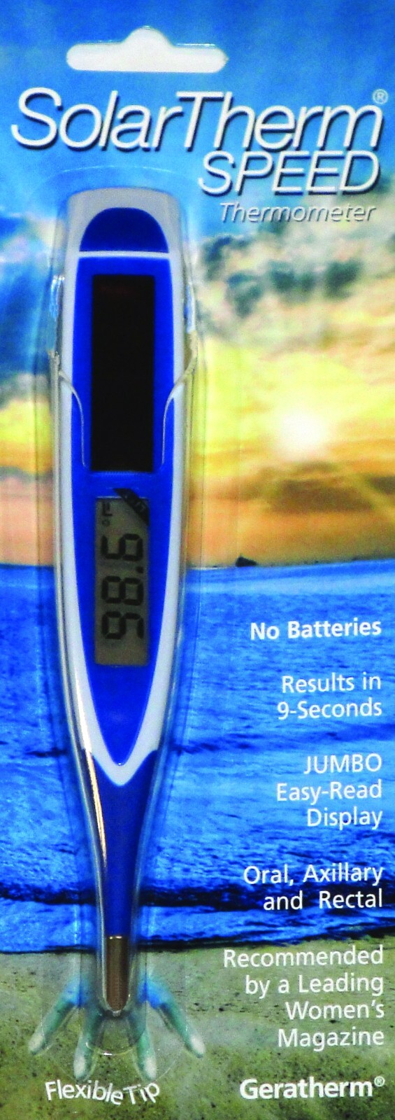 SolarTherm Speed Solar Powered Digital Thermometer No Batteries 9 Second Reading